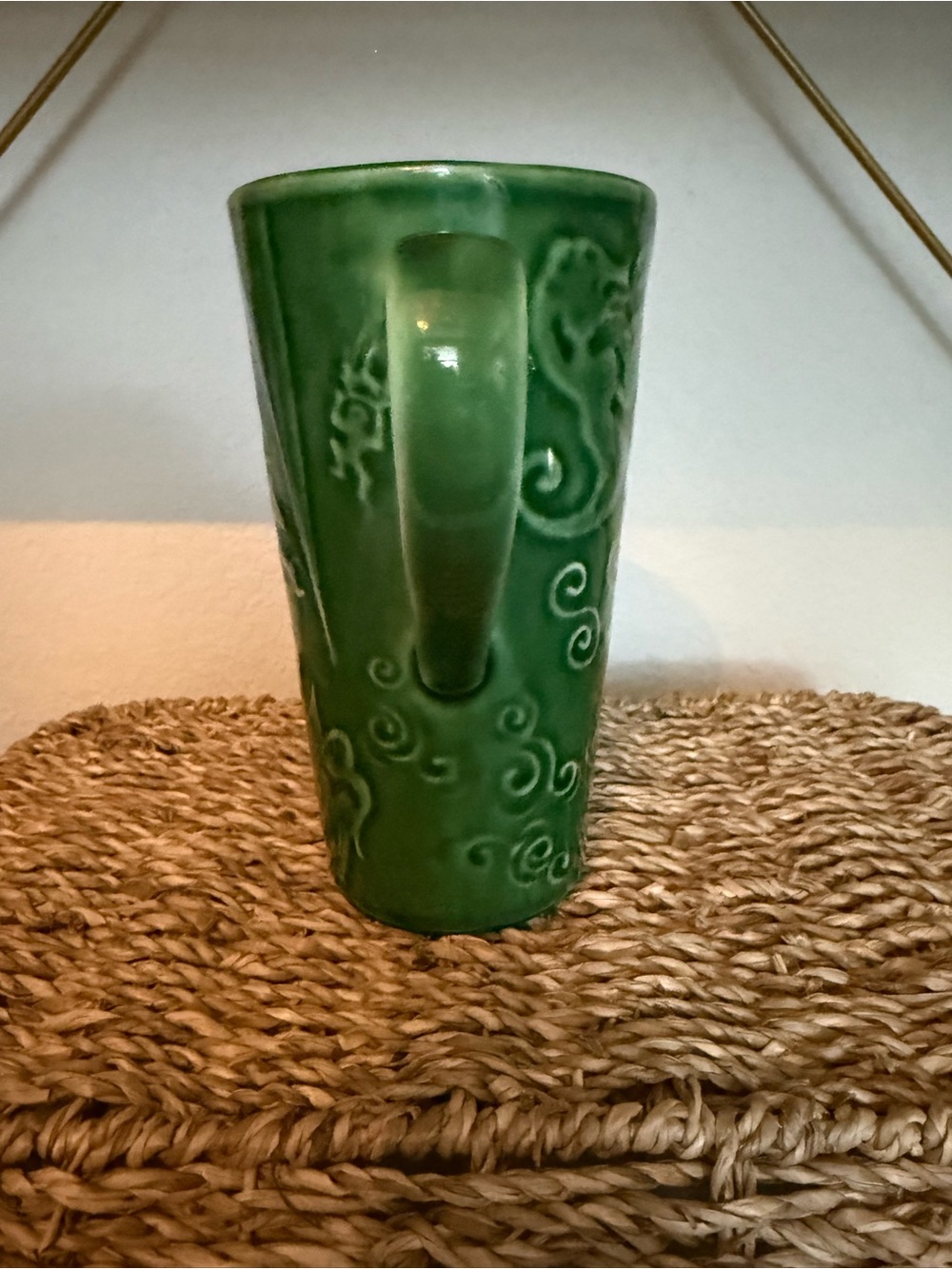 Vintage Starbucks Chaleur Green Ceramic Tribal Travel Mug with Lid - Picture 2 of 6
